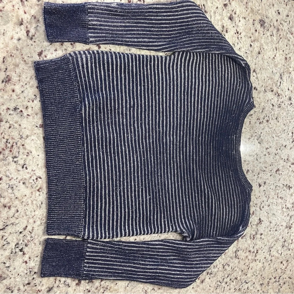 Gap Sweater Navy White Stripe Crew Neck Size XS 100% Cotton Gap Factory Nautical - Picture 2 of 8